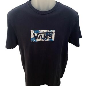 VANS Skate Tropical Floral Logo Tee Shirt Men M Medium Slim Fit